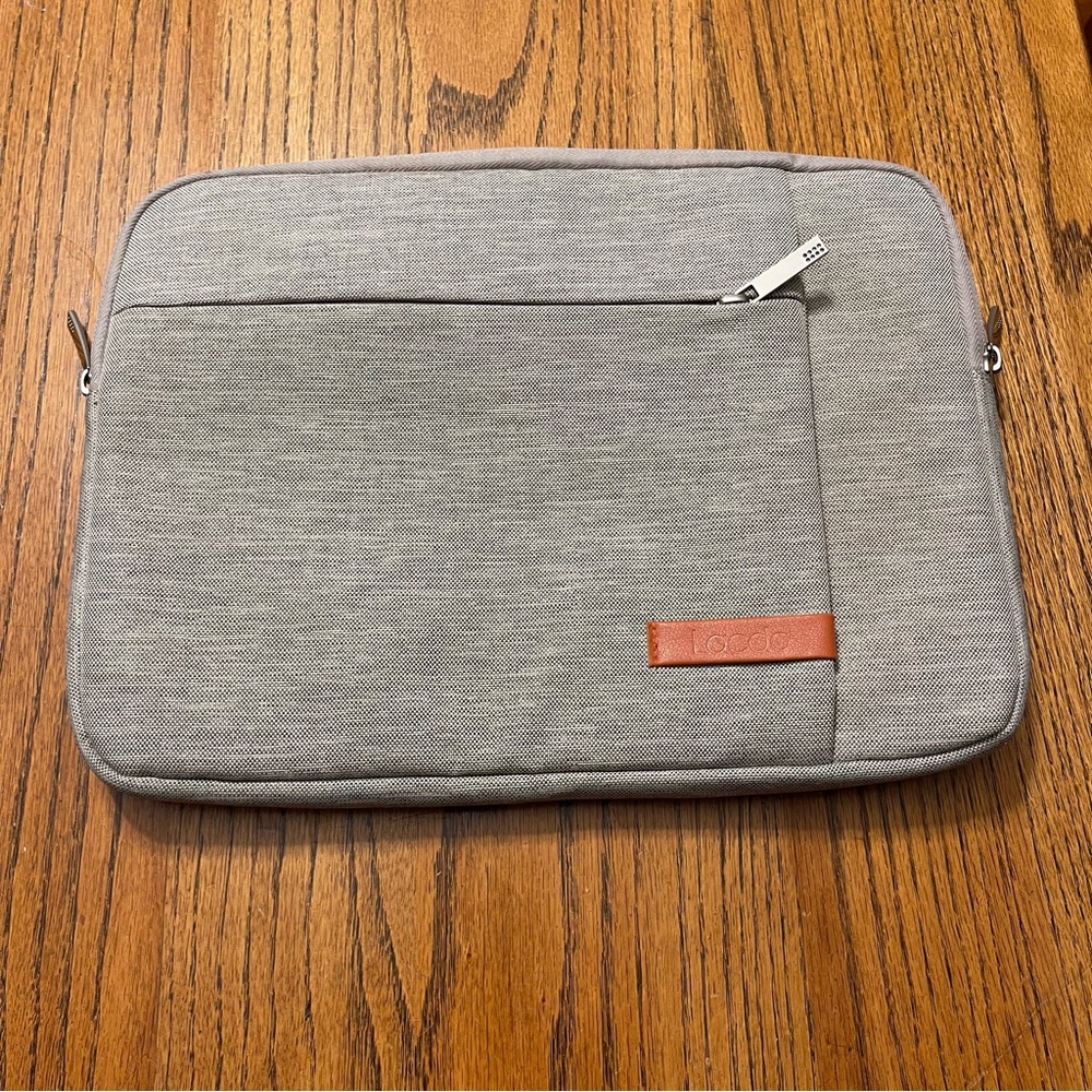 Gray Laptop Sleeve with Tan Accent